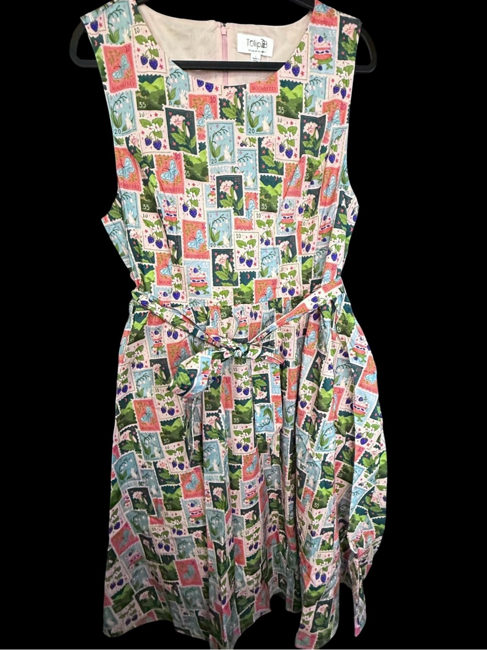 Tulip B Multicolor Floral Stamp Print Midi Dress